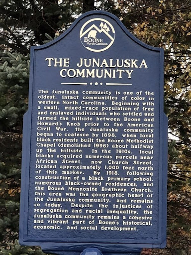 Junaluska Historical Marker placed by the Town of Boone